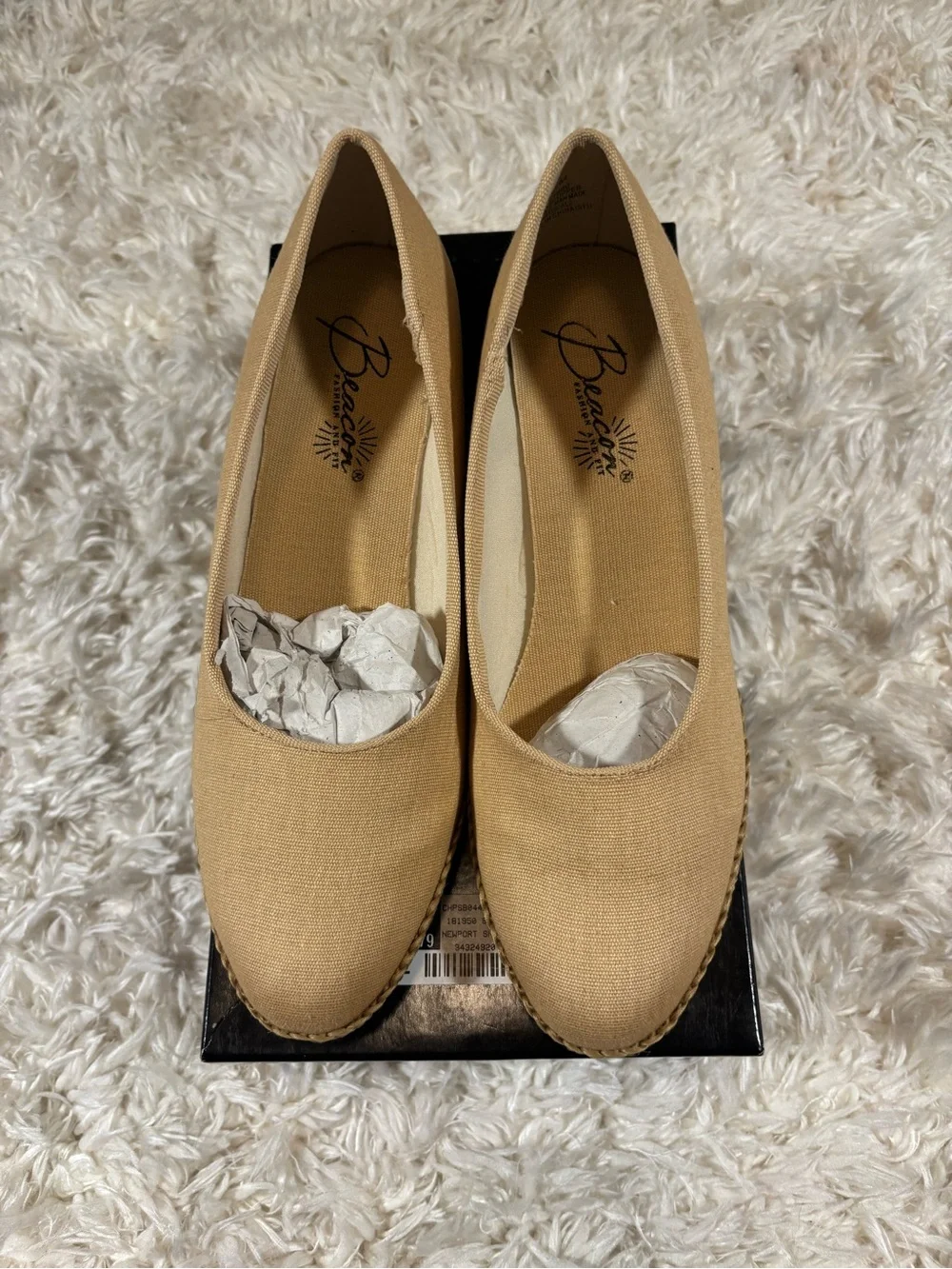 Beacon Tan Canvas Espadrille Wedges-like new in box-6.5